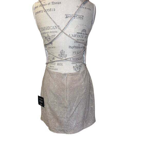 Lulus 'Earned Your Win' Metallic Lace Cocktail Dress Size L New - Picture 9 of 12
